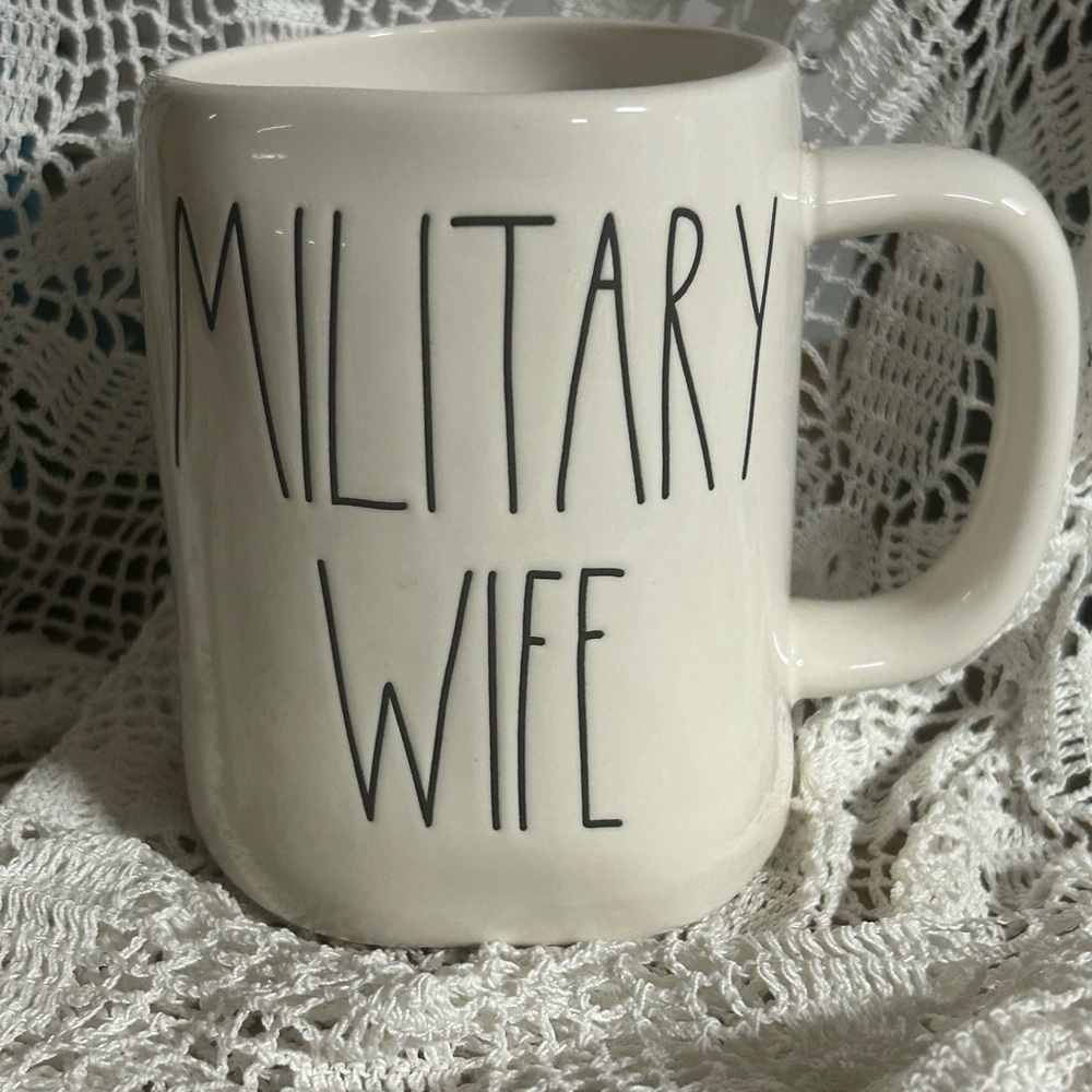 "Military Wife" Rae Dunn White Ceramic Mug cup